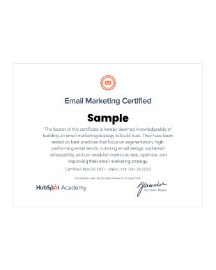 HubSpot certification card