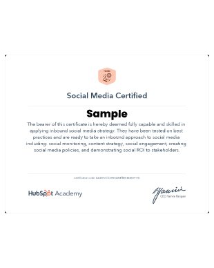 HubSpot certification card